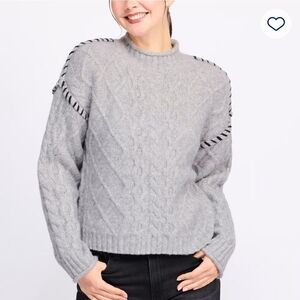 Bobeau Gray Cable Knit Sweater